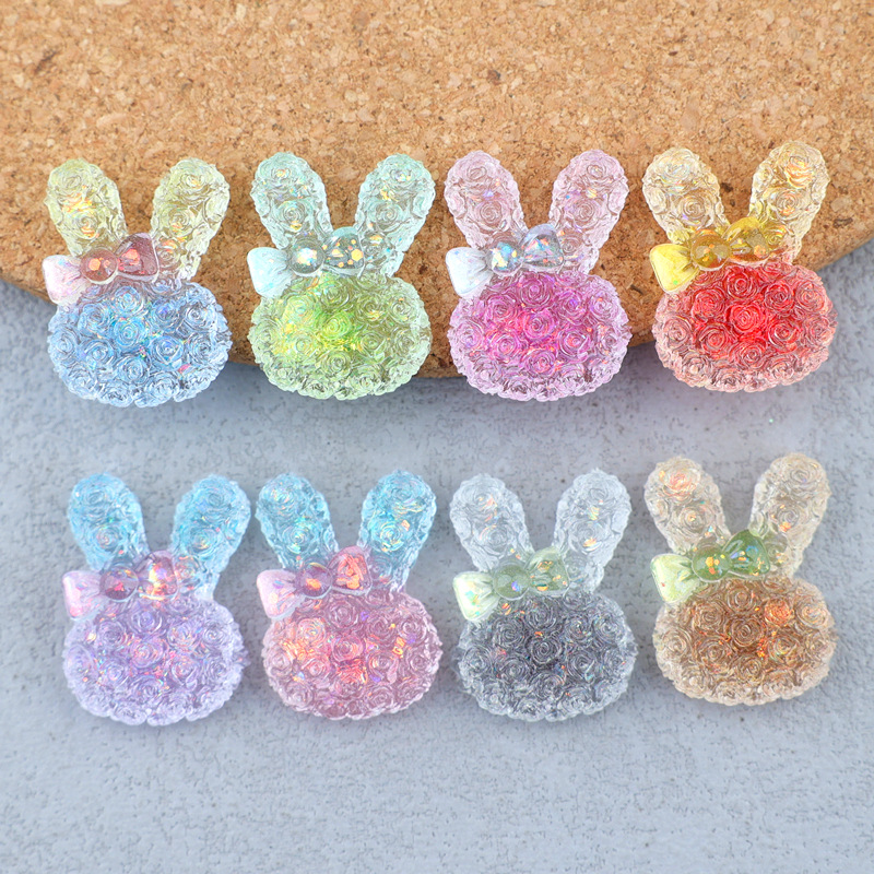Resin Art Phone Case - 5PCS 18*25mm Cabochon Resin Kelinci Bercahaya