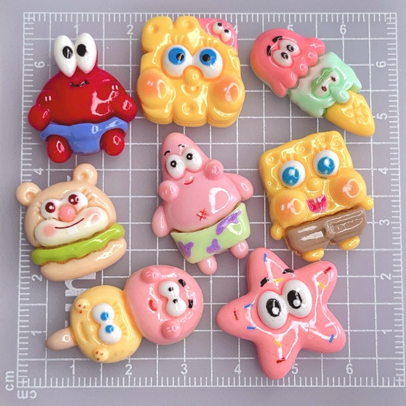 8PCS Mainan Resin Seri SpongeB - Resin Art Phone Case ulasan dan harga